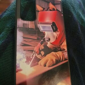 Welding Dog Graphic Phone Case in Red and Brown  Fits Samsung S20fe
